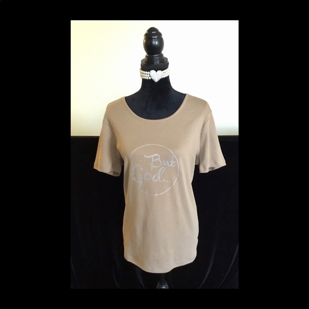 Women's Tan But God Rhinestone TSHIRT sz XXL